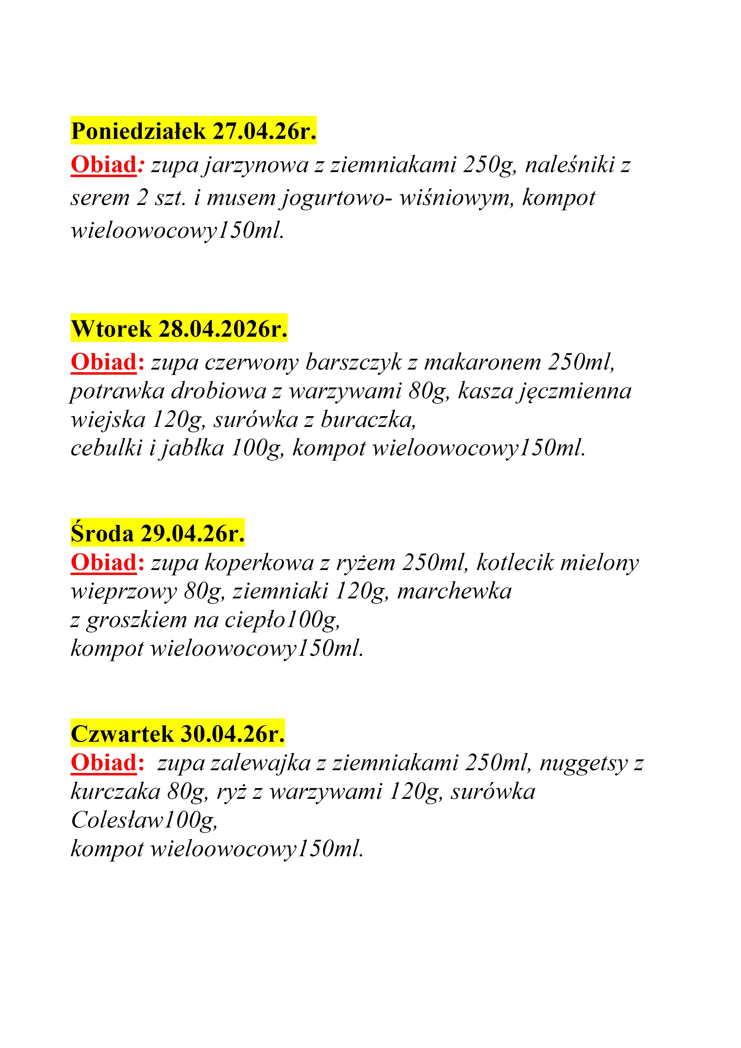 menu 27