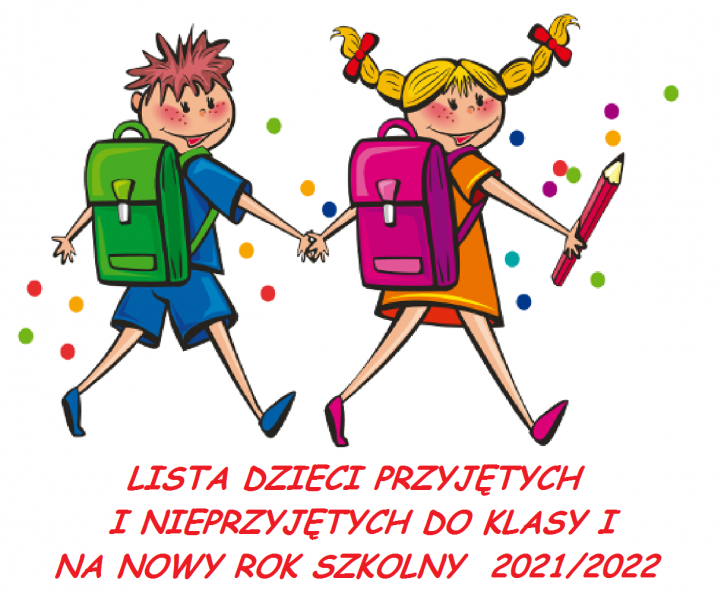 Lista dzieci przyjętych i nieprzyjętych do klasy I Szkoły Podstawowej nr 15 w Kaliszu na nowy rok szkolny 2021/2022