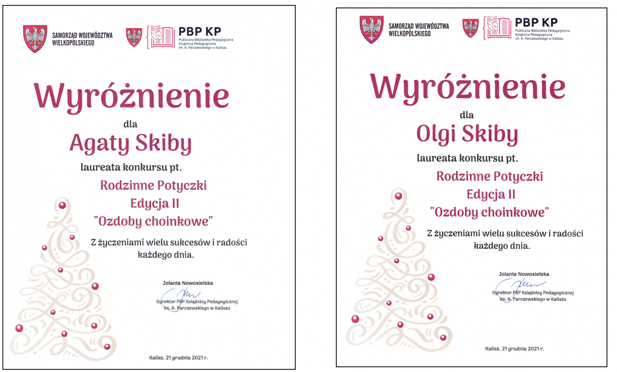 Agata i Olga laureatkami II edycji konkursu Rodzinne Potyczki zorganizowanym przez PBP Książnica Pedagogiczna w Kaliszu