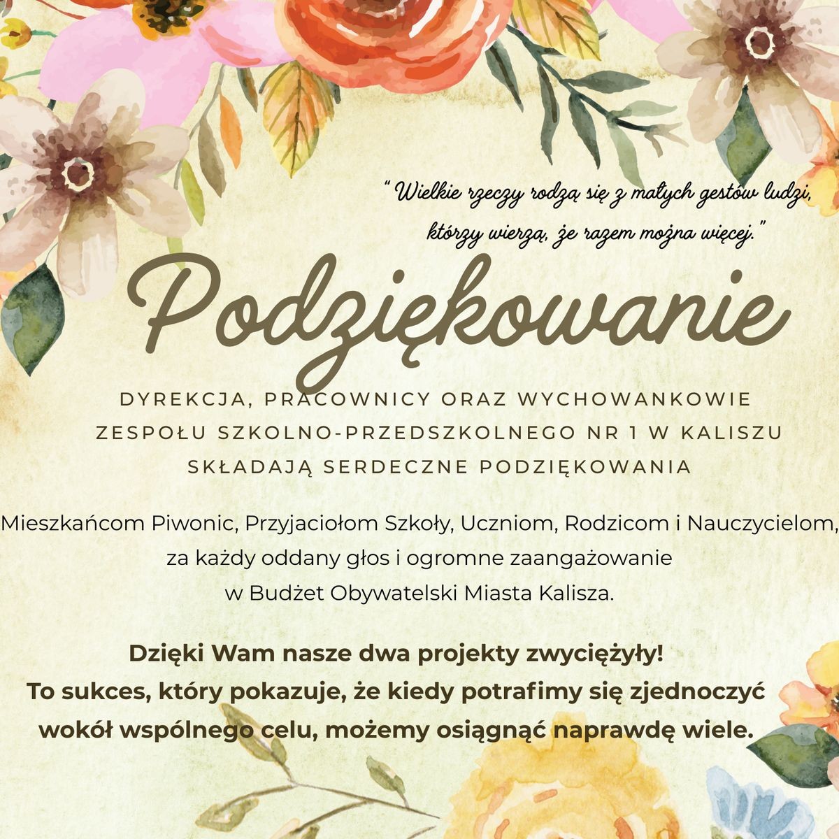 Podziękowania za wsparcie!